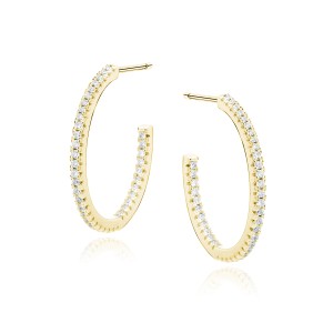 Cercei rotunzi argint cu pietre  placati cu aur galben 20 mm Eternity DiAmanti Z1915EG_W-DIA (Argint 925‰ 2,2 g.)